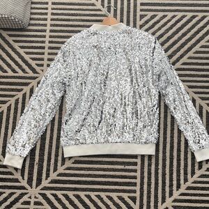 Glamorous Silver Sequin Bomber Jacket NWT